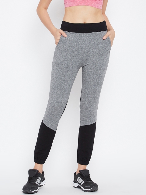 C9 AIRWEAR Women Grey Melange Slim Fit Colourblocked Joggers