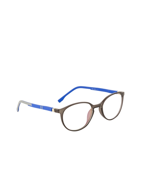 Gold Berg Unisex Grey & Blue Solid Full Rim Oval Frames GB-8009_GRY