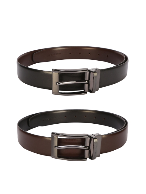 Peter England Men Brown & Black Solid Leather Reversible Belt
