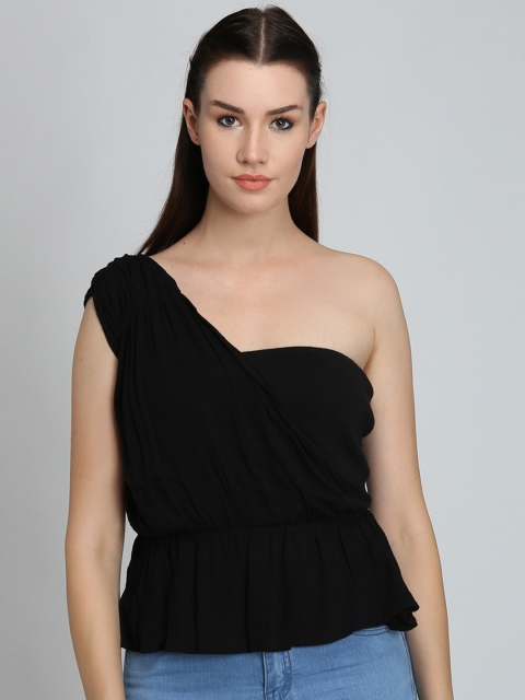 LA LOFT Women Black Solid Peplum Top