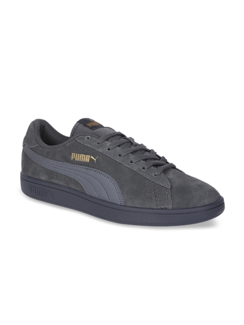 Puma Men Grey Leather Sneakers