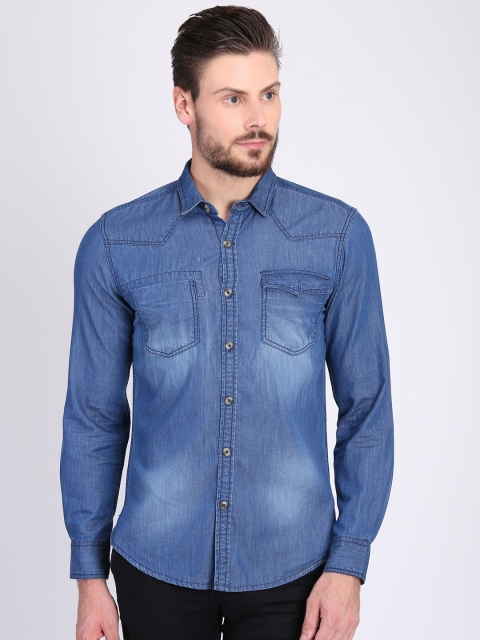 LA LOFT Men Blue Regular Fit Faded Denim Casual Shirt