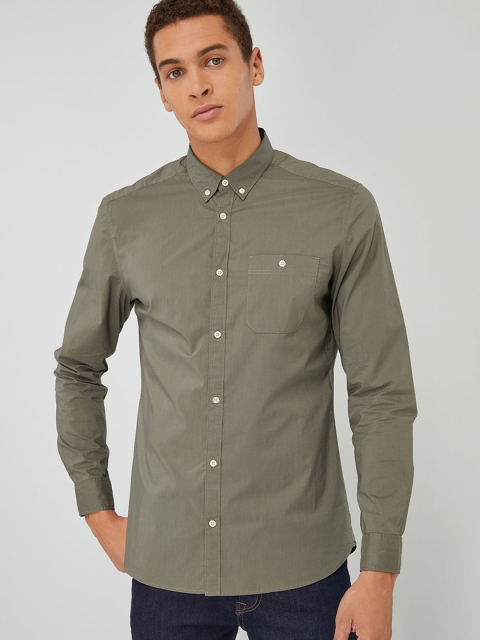 next Men Grey Regular Fit Solid Casual Shirt