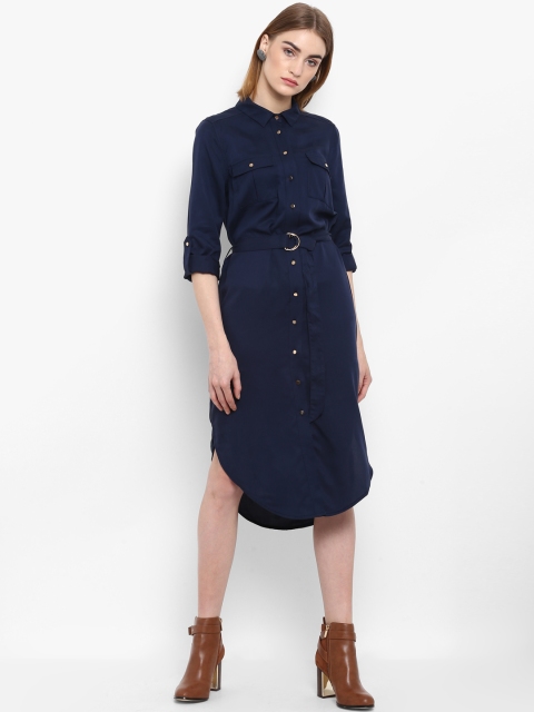 Forever New Women Blue Solid Shirt Dress