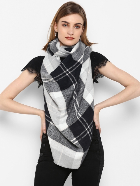 Forever New Grey & Black Checked Scarf