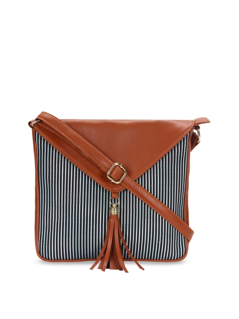 Lychee bags Black & White Striped Sling Bag