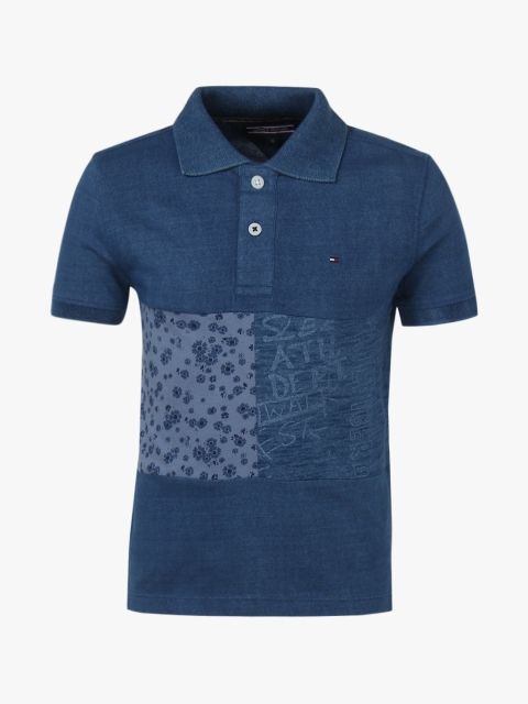 Blue Printed Regular Fit T-shirt