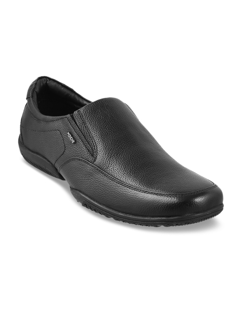 Mochi Men Black Leather Formal Slip On Shoes