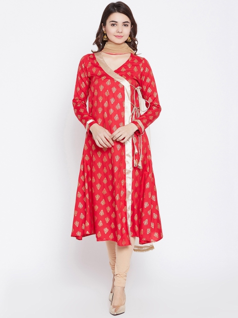 PANIT Women Red Printed A-Line Kurta