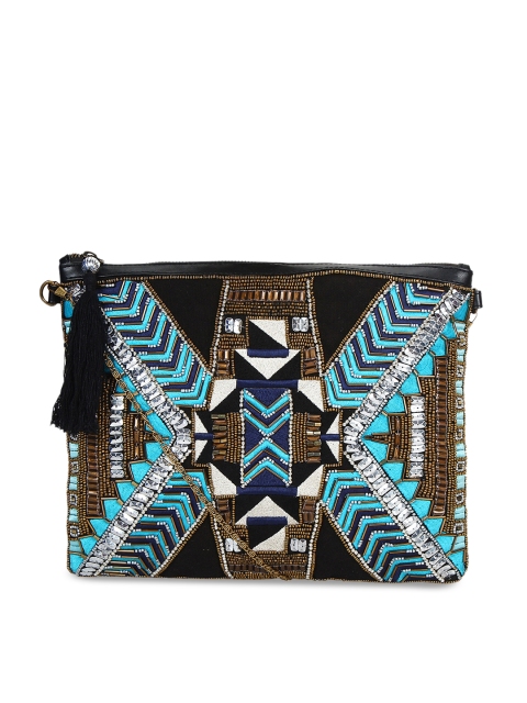 Anekaant Black & Blue Embellished Sling Bag