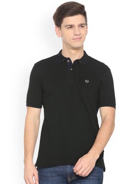 Van Heusen Sport Men Black Solid Polo Collar T-shirt