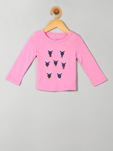 GAP Toddler Girl Pink Embellished Graphic Slub Tee