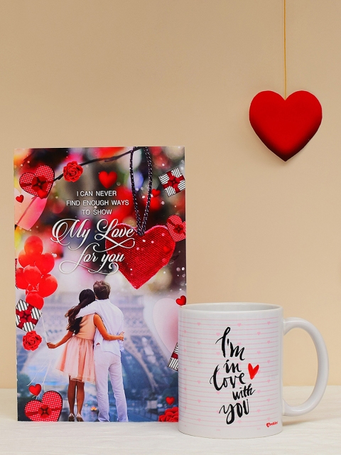 Archies Love Gifts Multicoloured Printed Ceramic Mug with Greeting Card, Multi