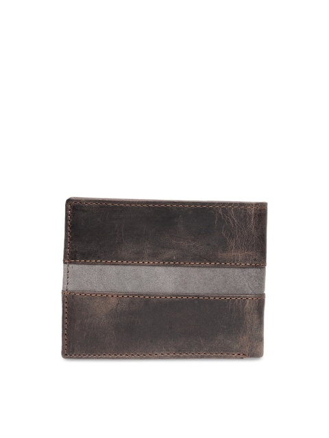 Teakwood Leathers Men Brown Colourblocked Two Fold Wallet