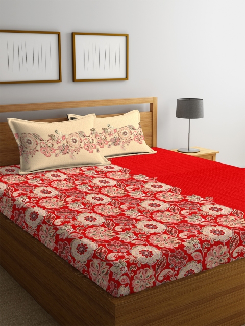 Portico New York Red & Beige Floral Flat 144 TC Cotton 1 Queen Bedsheet with 2 Pillow Covers
Portico New York Red & Beige Floral Flat 144 TC Cotton 1 Queen Bedsheet with 2 Pillow Covers