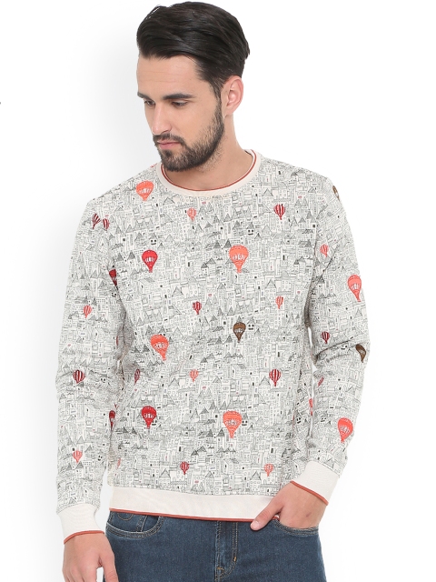 SIMON CARTER LONDON Men Beige & Black Printed Sweatshirt