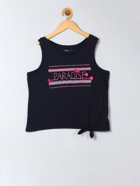 GAP Girls Oasis Graphic Tie Top, Navy blue