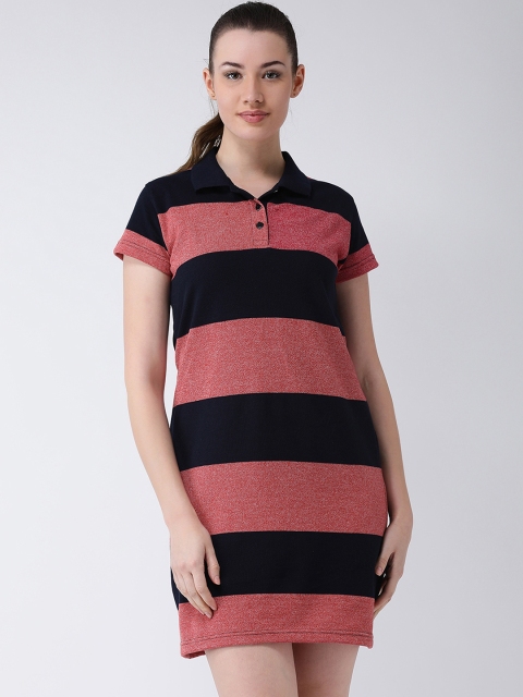 Club York Women Red Striped T-shirt Dress