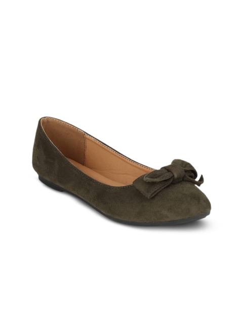 Mode by Red Tape Women Olive Green Solid Ballerinas