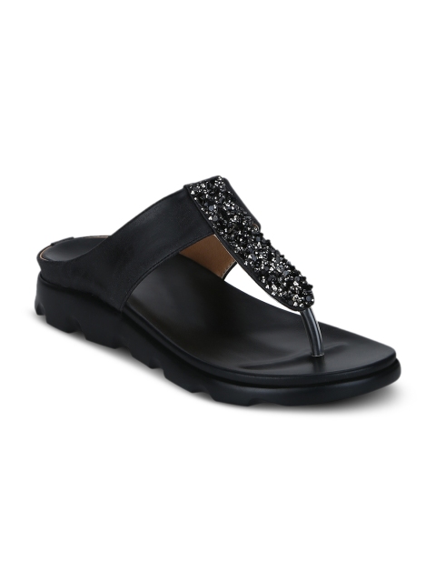 Mode by Red Tape Women Black Solid T-Strap Flats