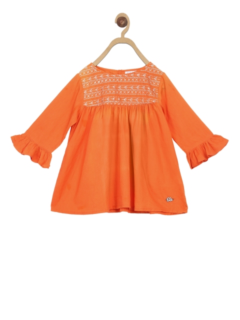 ELLE Girls Orange Printed A-Line Top