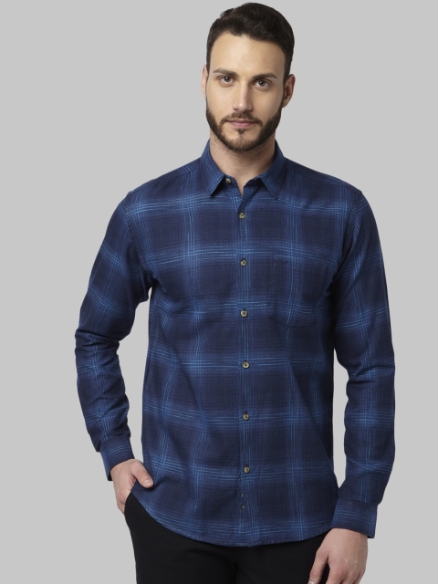 Park Avenue Men Blue Slim Fit Checked Casual Shirt