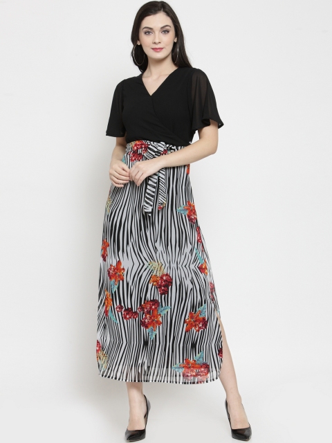 Color Cocktail Women Printed Black Maxi Dress
