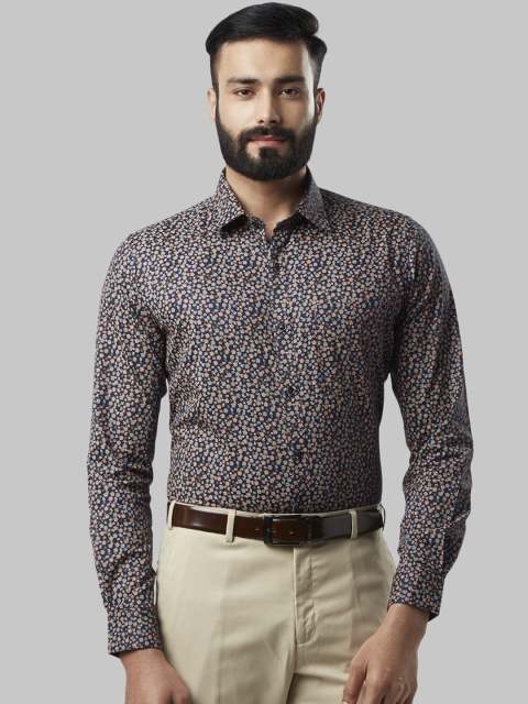 Raymond Men Navy Blue Regular Fit Printed Semiformal Shirt