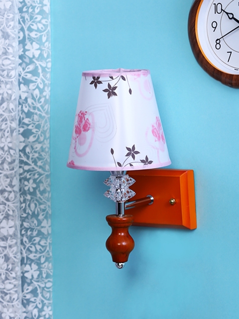 Aesthetic Home Solutions Brown & White Printed Wall Lamp with Shade