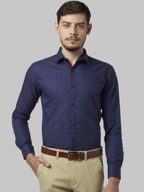 Park Avenue Men Blue Slim Fit Printed Formal Shirt
