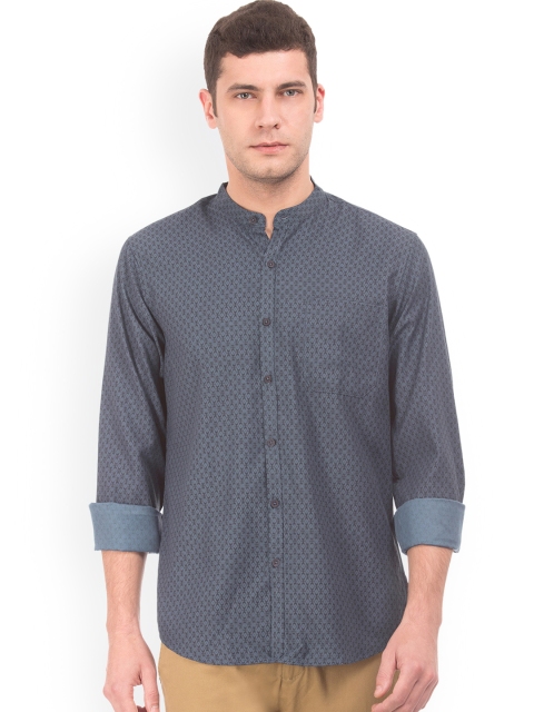 Excalibur Men Blue Skinny Fit Printed Casual Shirt
