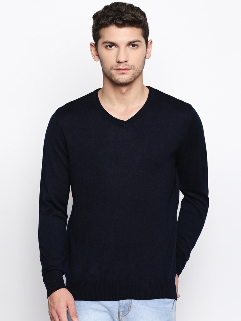 Spiritus by pantaloons Men Navy Blue Solid Pullover