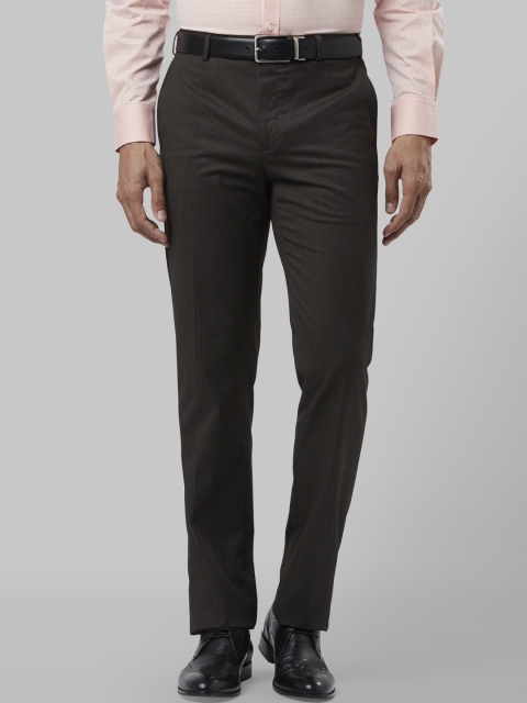 Raymond Men Brown Slim Fit Solid Formal Trousers