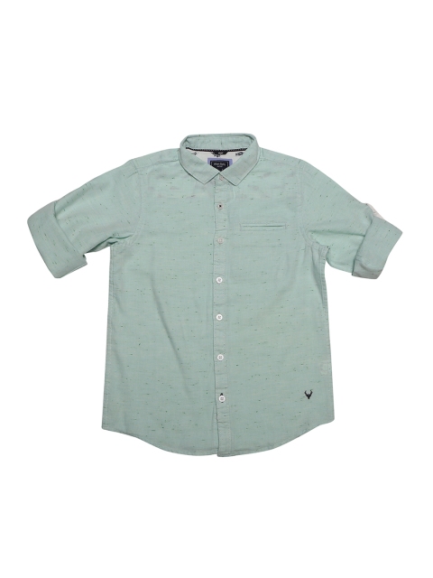 Allen Solly Junior Boys Sea Green Regular Fit Solid Casual Shirt