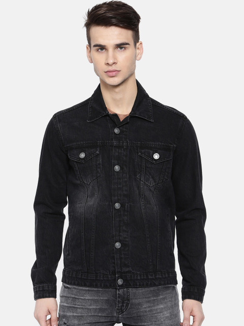 CINOCCI Men Black Solid Denim Jacket
CINOCCI Men Black Solid Denim Jacket