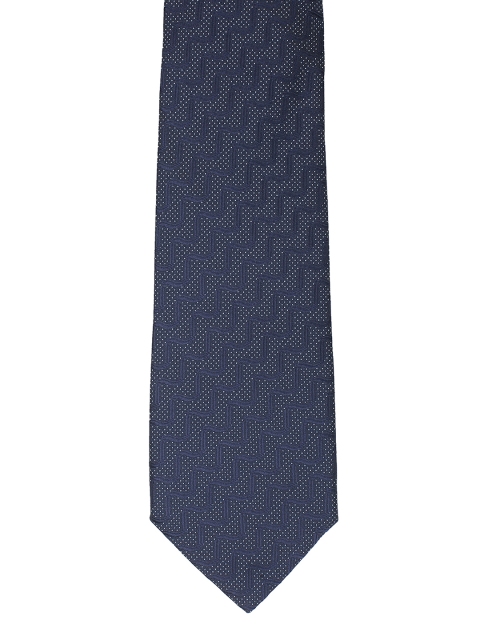 Peter England Navy Blue Woven Design Broad Tie