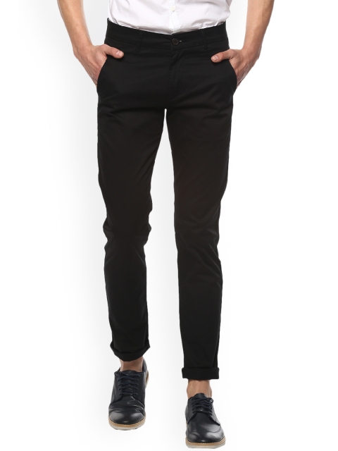 SPYKAR Men Black Slim Fit Solid Regular Trousers