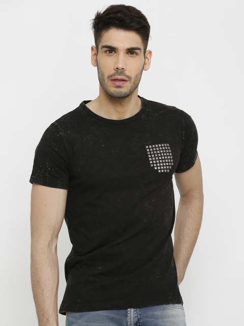 Rex Straut Jeans Men Black Printed Round Neck T-shirt