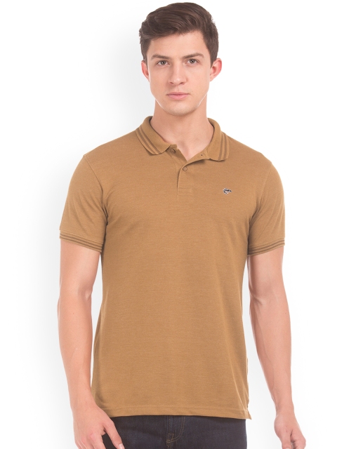 Ruggers Men Brown Solid Polo Collar T-shirt