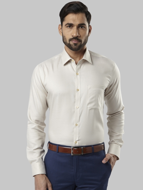 Raymond Men Beige Regular Fit Solid Formal Shirt