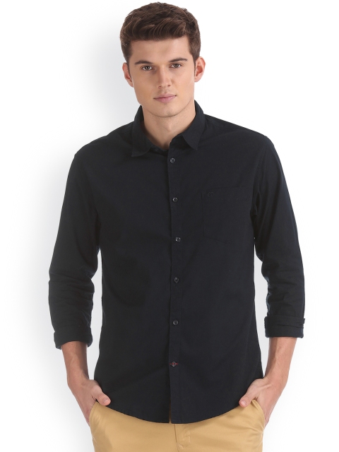 Ruggers Men Navy Blue Slim Fit Solid Casual Shirt