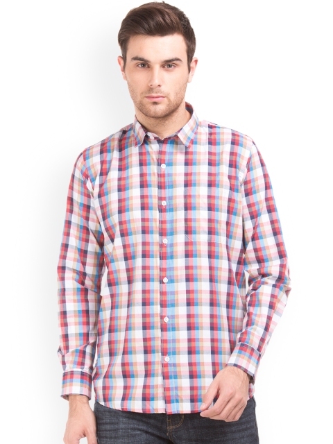 Ruggers Men Red & Blue Regular Fit Checked Casual Shirt