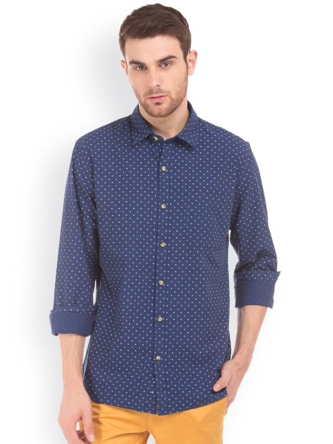 Ruggers Men Blue Regular Fit Printed Casual Shirt