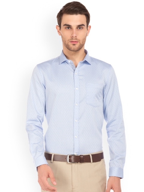 Excalibur Men Blue Slim Fit Printed Formal Shirt