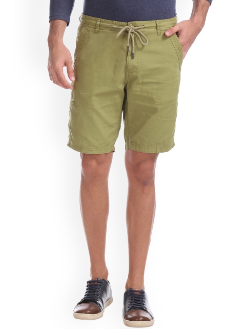 Cherokee Men Olive Green Solid Regular Fit Regular Shorts