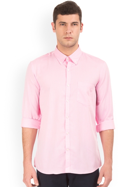 Excalibur Men Pink Slim Fit Self Design Casual Shirt