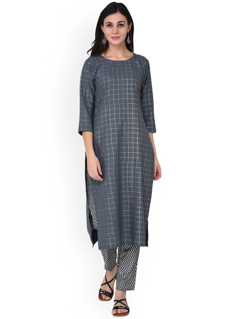 ZIYAA Women Grey Printed Kurti with Salwar