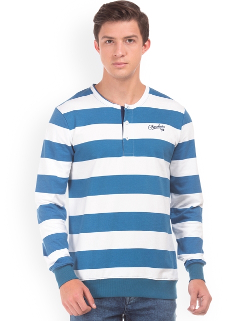 Cherokee Men Blue & White Striped Sweatshirt
