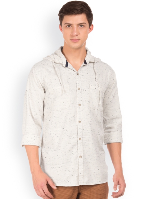 Cherokee Men White Regular Fit Solid Casual Shirt