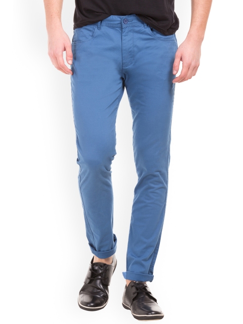 Colt Men Blue Slim Fit Solid Chinos